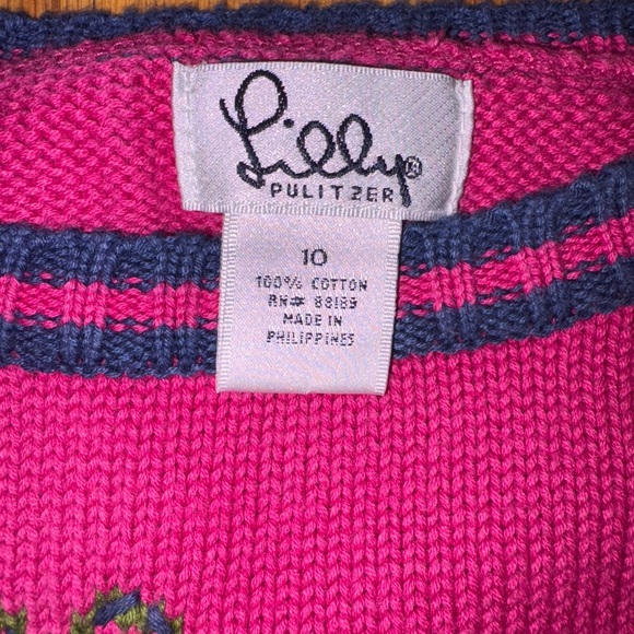 ✨ Lilly Pulitzer ✨ Adorable Pink and Green Whale Embroidered Sweater Size 10 - Picture 4 of 5